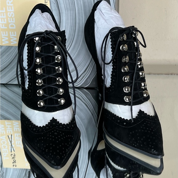 Jeffrey Campbell Vintage Salarino Suede Loafer Heel Bootie - Picture 3 of 8